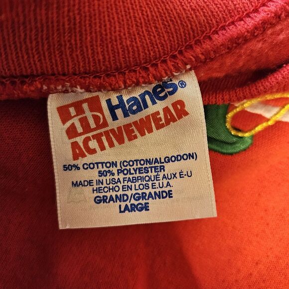 Vtg Christmas Crew Sweatshirt Womens Size L Hanes Red Embroidered Stockings 90s - Picture 11 of 13